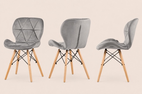 Krzesło tapicerowane VASTO WOOD DARK GREY VELVET