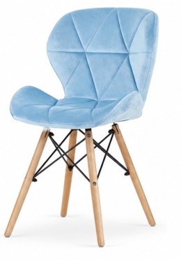 Krzesło tapicerowane VASTO WOOD LIGHT BLUE VELVET