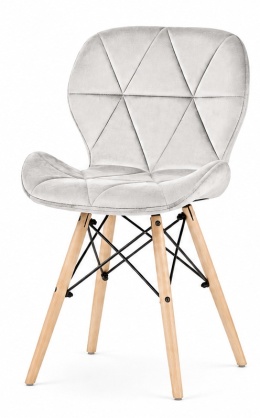 Krzesło tapicerowane VASTO WOOD LIGHT GREY VELVET