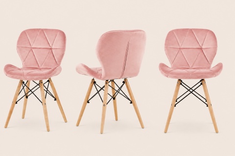 Krzesło tapicerowane VASTO WOOD PINK VELVET
