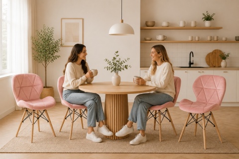 Krzesło tapicerowane VASTO WOOD PINK VELVET