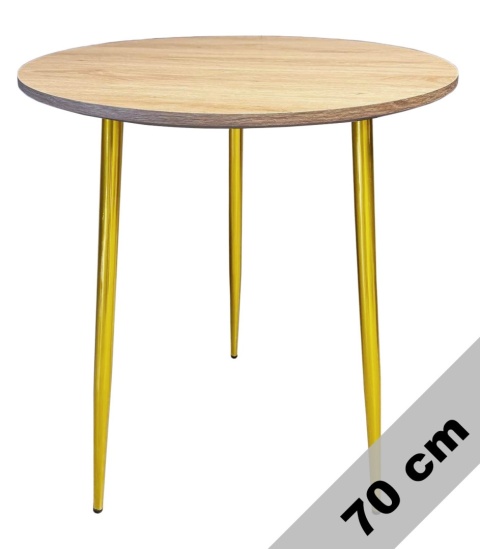 Stół okrągły VINCI LIGHT WOOD 70 cm GOLD II GATUNEK