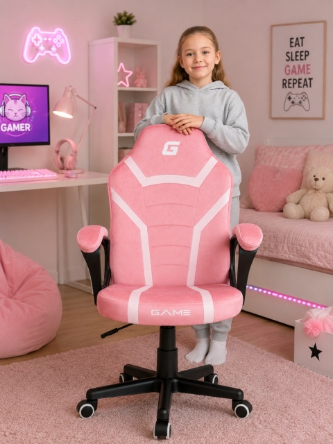 Fotel obrotowy do biurka MARIO ALCANTARA PINK + WHITE