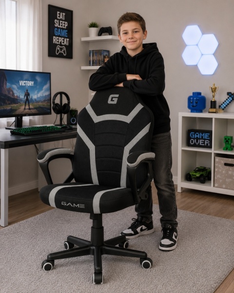 Fotel obrotowy do biurka MARIO BLACK + DARK GREY