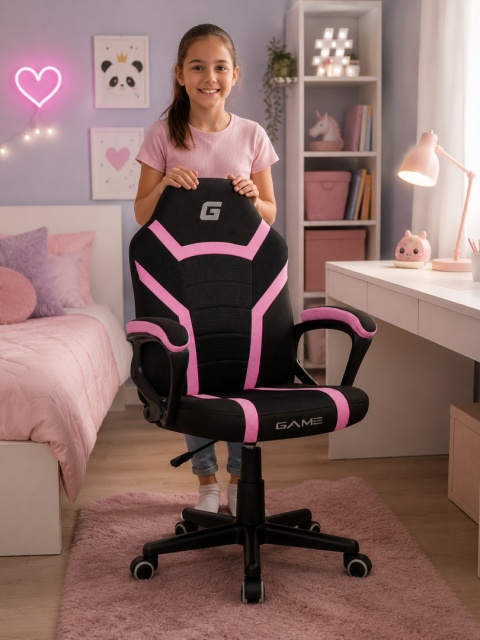 Fotel obrotowy do biurka MARIO BLACK PINK Fabric