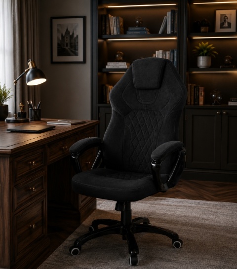 Fotel obrotowy do biurka SPIDER BLACK ALCANTARA