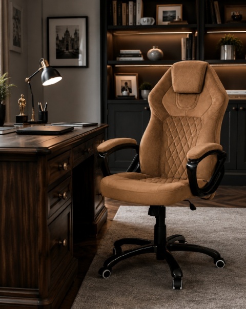 Fotel obrotowy do biurka SPIDER BROWN ALCANTARA