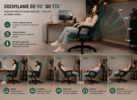 Fotel obrotowy do biurka TITAN GREEN ALCANTARA BASIC