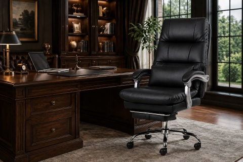 Fotel obrotowy do gabinetu WAILOR BLACK LEATHER PRO
