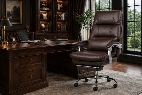 Fotel obrotowy do gabinetu WAILOR BROWN LEATHER PRO