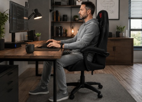 Fotel obrotowy gamingowy ENZO XL BLACK ALCANTARA