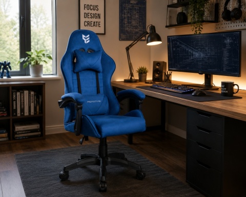 Fotel obrotowy gamingowy ENZO XL BLUE ALCANTARA II GATUNEK
