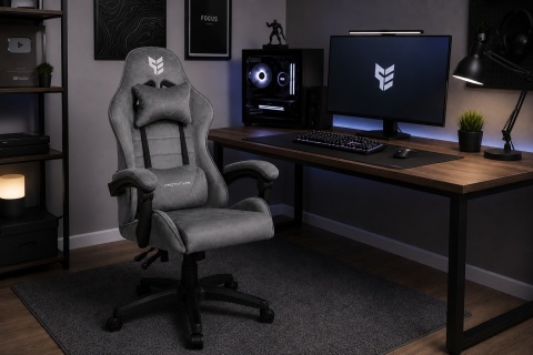Fotel obrotowy gamingowy ENZO XL GREY ALCANTARA