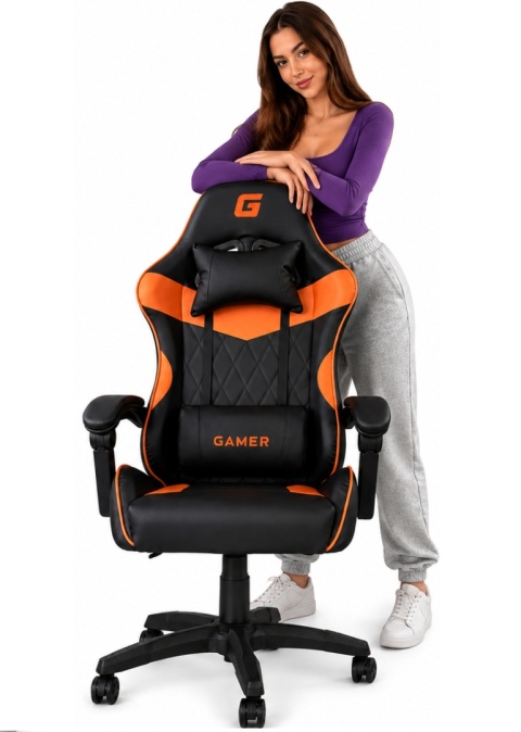 Fotel obrotowy gamingowy EVO PU ORANGE XL