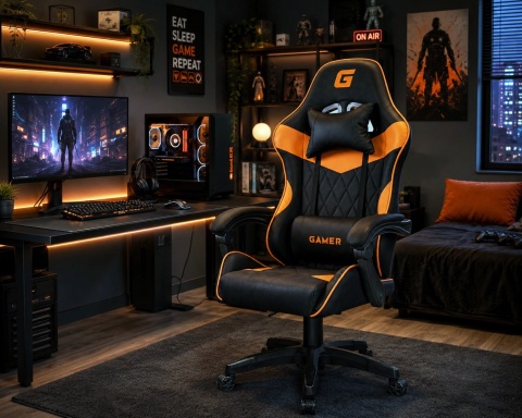 Fotel obrotowy gamingowy EVO PU ORANGE XL
