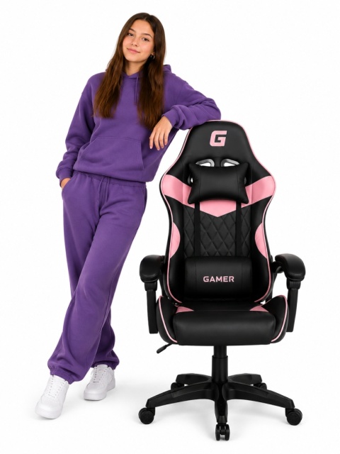 Fotel obrotowy gamingowy EVO PU PINK XL