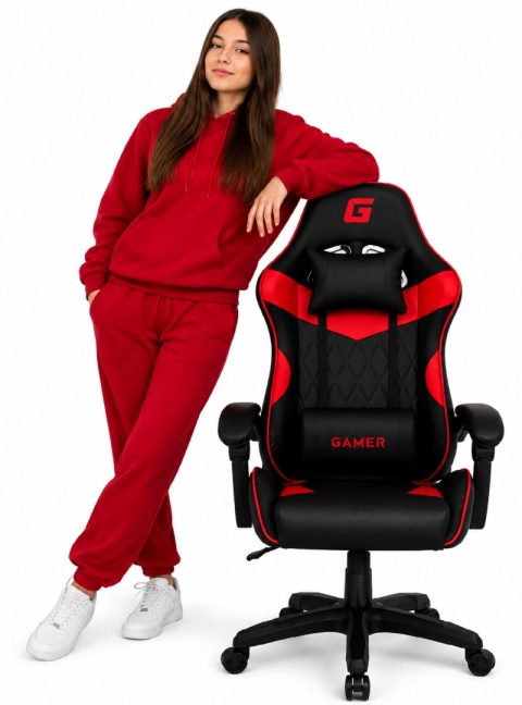 Fotel obrotowy gamingowy EVO PU RED XL