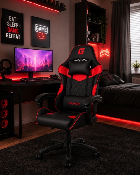 Fotel obrotowy gamingowy EVO PU RED XL