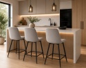 Krzesło barowe AVA AURORA BAR VELVET LIGHT GREY hoker