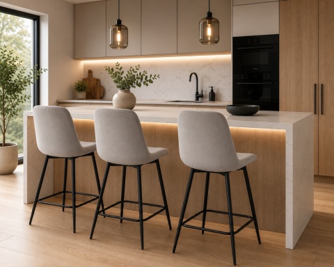 Krzesło barowe AVA AURORA BAR VELVET LIGHT GREY hoker