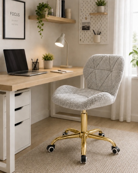 Krzesło obrotowe VASTO OFFICE BARANEK BOUCLE GREY GOLD