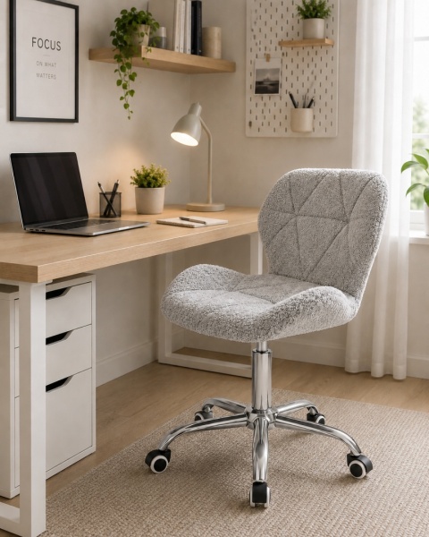 Krzesło obrotowe VASTO OFFICE BARANEK BOUCLE GREY SILVER