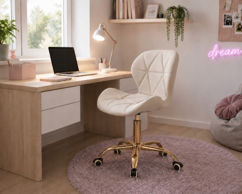 Krzesło obrotowe VASTO OFFICE PU CREAM GOLD