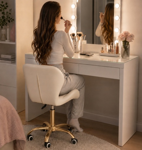 Krzesło obrotowe VASTO OFFICE PU CREAM GOLD