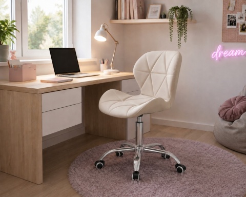 Krzesło obrotowe VASTO OFFICE PU CREAM SILVER