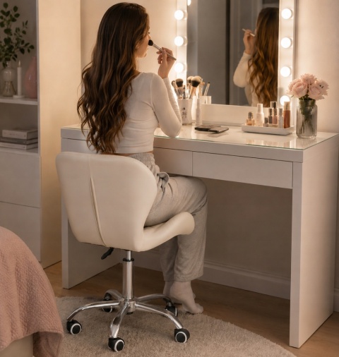 Krzesło obrotowe VASTO OFFICE PU CREAM SILVER