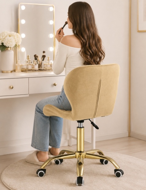 Krzesło obrotowe VASTO OFFICE VELVET BEIGE GOLD