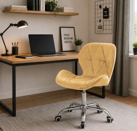 Krzesło obrotowe VASTO OFFICE VELVET BEIGE SILVER