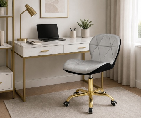 Krzesło obrotowe VASTO OFFICE VELVET BLACK + GREY GOLD