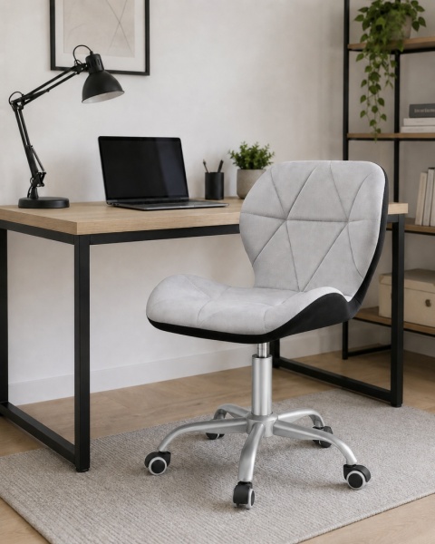 Krzesło obrotowe VASTO OFFICE VELVET BLACK + GREY SILVER