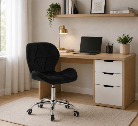 Krzesło obrotowe VASTO OFFICE VELVET BLACK SILVER