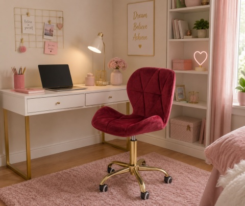 Krzesło obrotowe VASTO OFFICE VELVET BURGUNDY GOLD