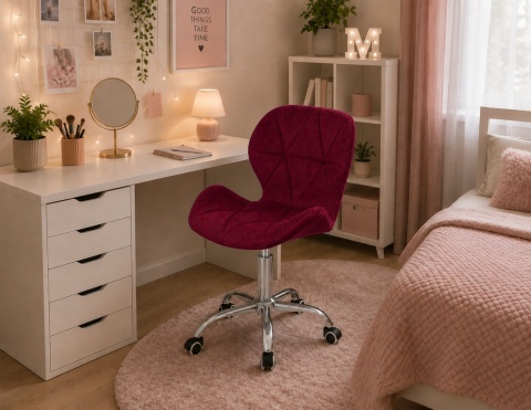 Krzesło obrotowe VASTO OFFICE VELVET BURGUNDY SILVER