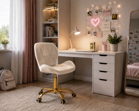 Krzesło obrotowe VASTO OFFICE VELVET CREAM GOLD