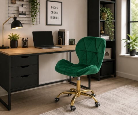 Krzesło obrotowe VASTO OFFICE VELVET GREEN GOLD
