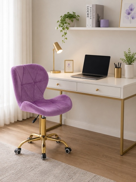 Krzesło obrotowe VASTO OFFICE VELVET VIOLET GOLD
