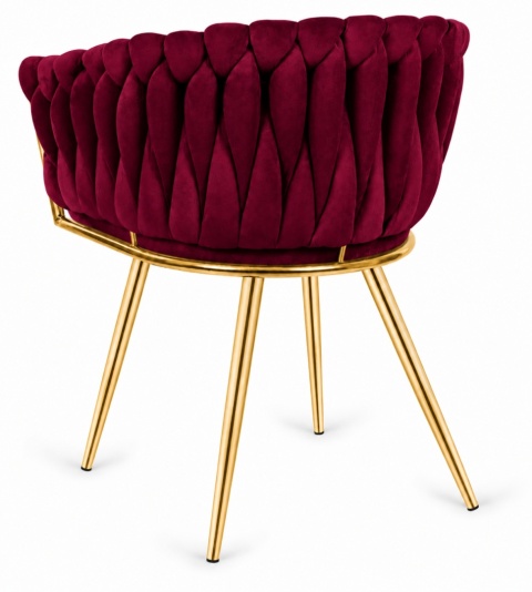 Krzesło plecione Lugano fotel TRECCIA BURGUNDY VELVET GOLD OUTLET