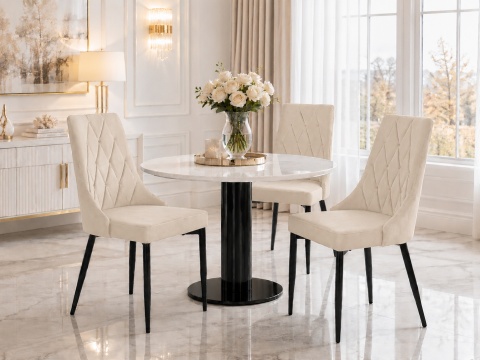 Krzesło tapicerowane SOFIA BEIGE VELVET SMOKE