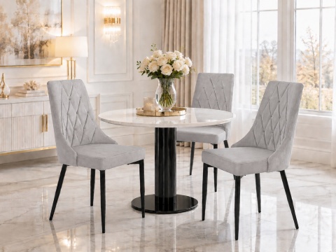 Krzesło tapicerowane SOFIA LIGHT GREY VELVET SMOKE