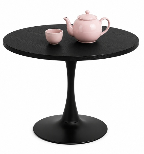 Stół okrągły VICTORY BLACK WOOD 70 cm SMOKE SLIM