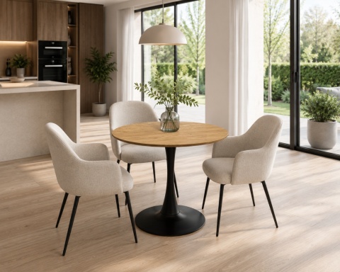 Stół okrągły VICTORY DARK WOOD 70 cm SMOKE SLIM