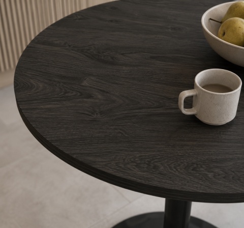 Stół okrągły VICTORY STR BLACK WOOD 70 cm SMOKE