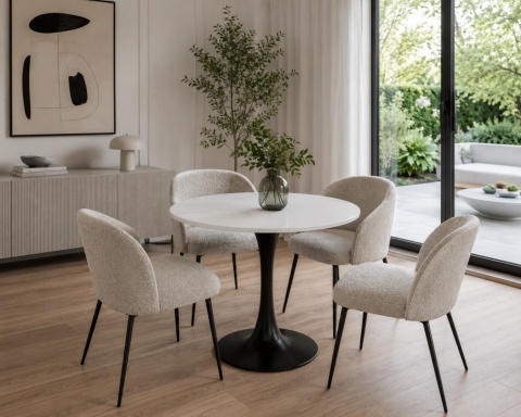 Stół okrągły VICTORY WHITE 70 cm SMOKE SLIM