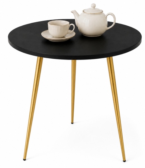 Stół okrągły VINCI BLACK WOOD 70 cm GOLD 3N