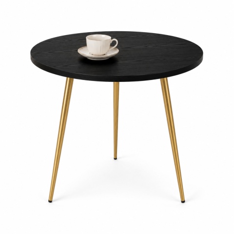 Stół okrągły VINCI BLACK WOOD 70 cm GOLD 3N