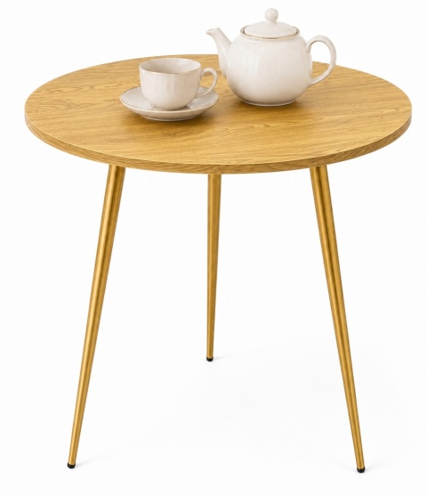 Stół okrągły VINCI DARK WOOD 70 cm GOLD 3N